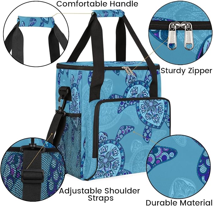 Turtle Pattern Art Coffee Maker Carrying Bag for Keurig K-Mini or K-Mini Plus Storage Portable Coffee Maker Travel Bag