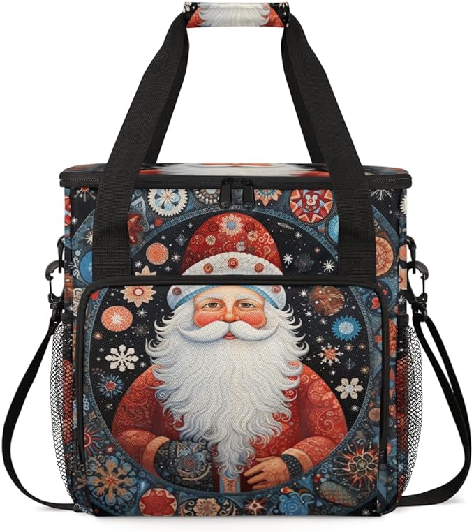 Xmas Santa Claus Coffee Maker Carrying Bag Fantastic Santa Claus Travel Storage Bag Compatible with K-Mini or K-Mini Plus Single Serve Coffee Brewer Carrying Case with Pockets &amp Shoulder Strap