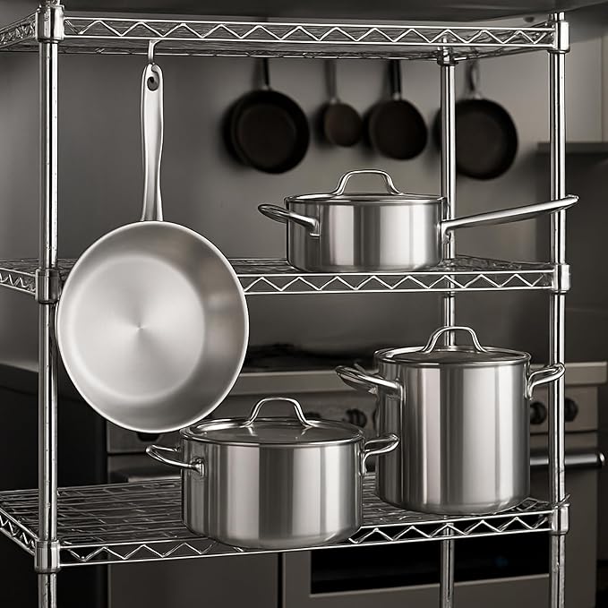 Stainless Steel Cookware Set Induction Cookware 16 Qt Stockpot With Lid 2 Qt And 3.5 Qt Saucepans And Frying Pan (7 Piece)