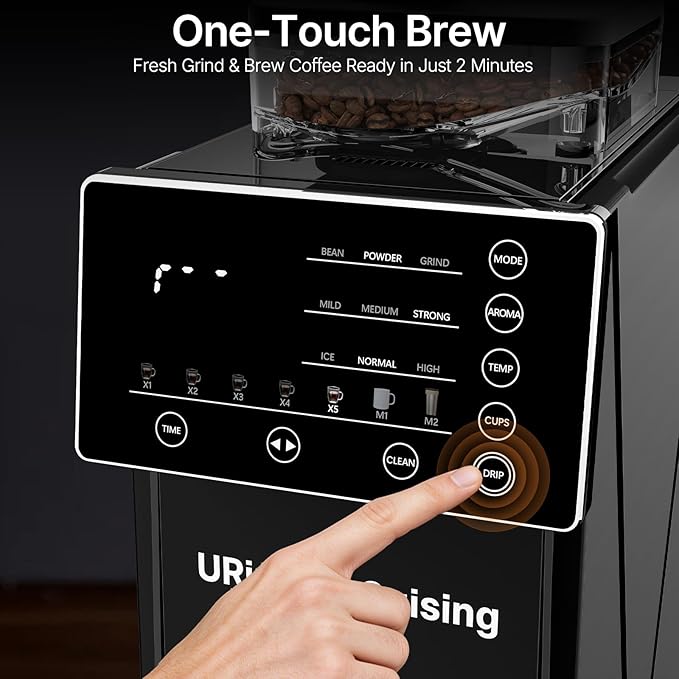 Coffee Maker with Grinder 22OZ Drip Coffee Maker with Glass Carafe and Removable Filter Programmable Hot and Cold Bean to Cup Coffee Machine with Timer Auto Shut Off