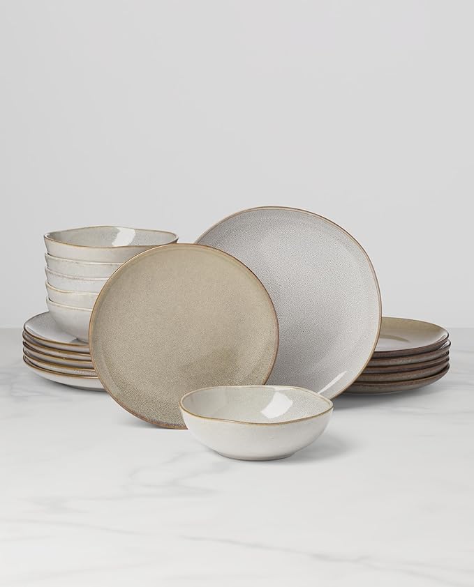 Oneida 899208 Organic Shades Oatmeal 18-Piece Dinnerware Set Service For 6