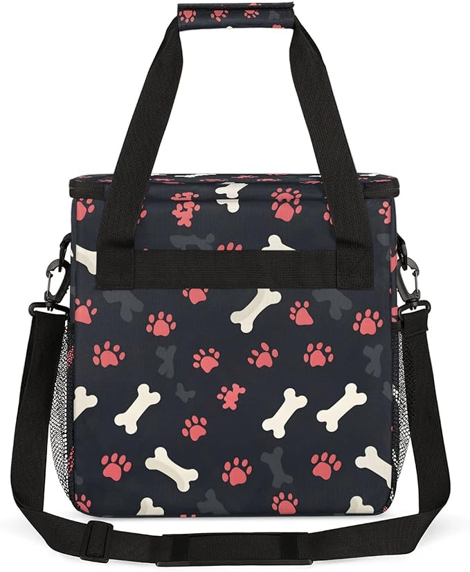 Paw Print Dog Travel Coffee Maker Carrying Bag Large Organizer Storage Tote Bag Insulated Reusable Cooler Grocery Bags