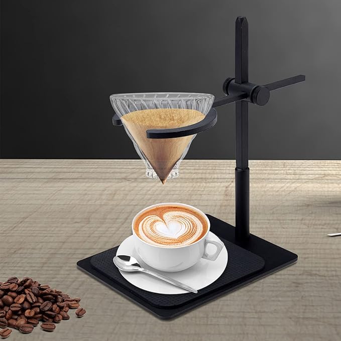 Pour over Stand Coffee Station Aluminum Height Stand Pour-Over Dripper Rack with Non-slip Silicone Pad For Coffee Connoisseurs