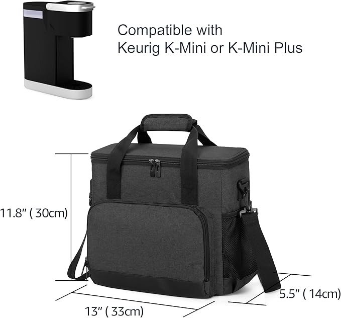 CURMIO Coffee Maker Carrying Bag Compatible for Keurig K-Mini or K-Mini Plus Single Serve Coffee Machine Travel Bag for K-Cup Pods Black (Bag Only)