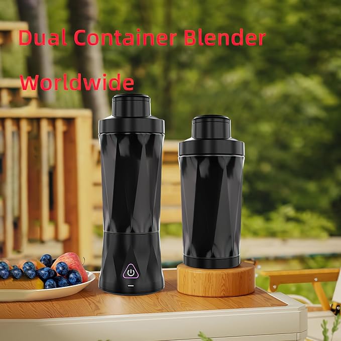 Portable juicer large capacity charging juicer cup wireless juice mixer household small ice blender portable cup multifunctional food processor (Black)