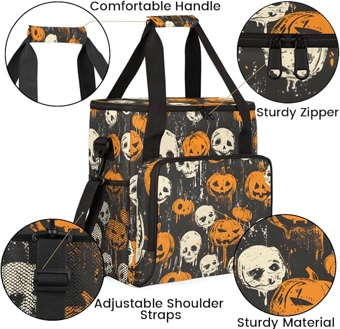 Halloween Pumpkin Coffee Maker Carrying Bag Retro Pumpkin Travel Storage Bag Compatible with K-Mini or K-Mini Plus Single Serve Coffee Brewer Carrying Case with Multiple Pockets &amp Shoulder Strap