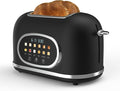 Rae Dunn Retro Digital Electric Toaster 2 Slice Stainless Steel Toaster With Touchscreen Countdown Timer 6 Shade Settings Wide Slots High Lift Lever Bagel Defrost &amp Reheat Digital Black