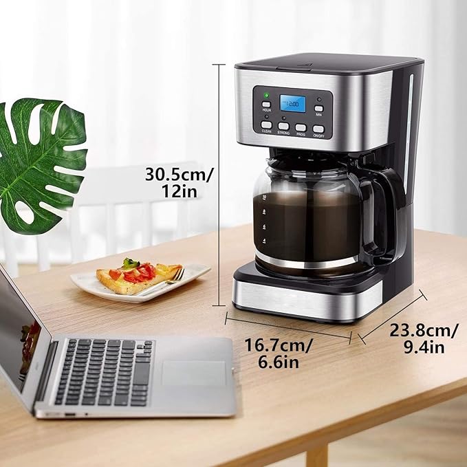 Coffee Maker Coffee Makers with Timer Djustable Keep Warm Plate Water Window for Maximum Flavor Kitchen Essentials