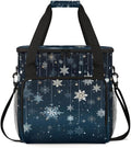 Christmas Snowflakes Coffee Maker Carrying Bag Watercolor Snowflakes Travel Storage Bag Compatible with K-Mini or K-Mini Plus Single Serve Coffee Brewer Carrying Case with Pockets &amp Shoulder Str