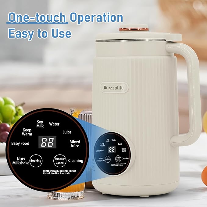 Nut Milk Maker40oz Large Capacity Stainless Steel Automatic Soy Milk Machine for HomemadeOatPlant-Based Milk and Non-Dairy Beverages Almond Cow Milk Machine with Delay StartSelf Cleaning (White)