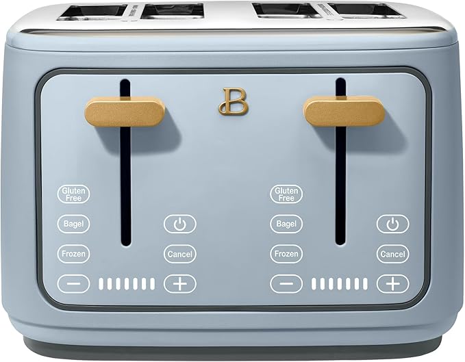 4 Slot Toaster with Touch Control Panel 1800W Fast Heating 7 Toast Shade Levels Extra Wide Slots for Bagels Removable Crumb Tray (Cornflower Blue)