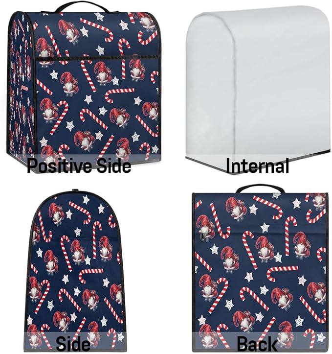 cfpolar Kitchen Aid Mixer Cover Compatible with 6-8 Quarts Christmas Candy Cane Santa Claus Stand Mixer Cover Kitchen Aid Mixers Accessories Appliance Organizer Bag Dust Covers with Zipper Pocket