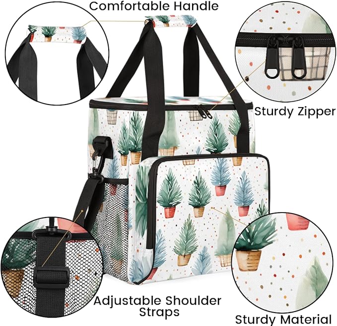 Xmas Tree Coffee Maker Carrying Bag Cartoon Tree Travel Storage Bag Compatible with K-Mini or K-Mini Plus Single Serve Coffee Brewer Carrying Case with Multiple Pockets &amp Shoulder Strap