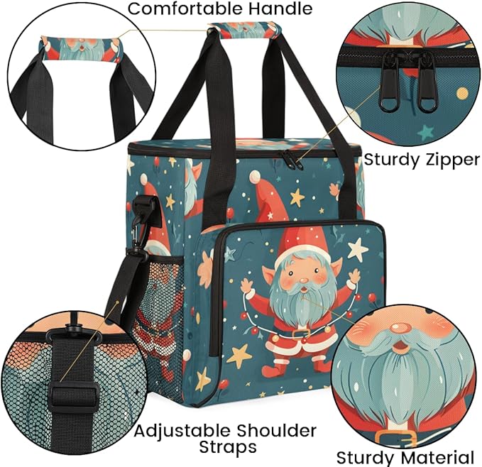 Mystical Santa Claus Coffee Maker Carrying Bag Xmas Santa Claus Travel Storage Bag Compatible with K-Mini or K-Mini Plus Single Serve Coffee Brewer Carrying Case with Pockets &amp Shoulder Strap