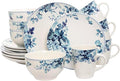 Traditional Blue Rose 16 Piece Stoneware Dinnerware Set (Blue)