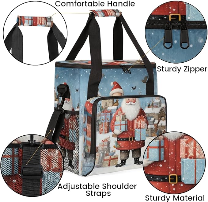 Xmas Santa Claus Coffee Maker Carrying Bag Mystical Santa Claus Travel Storage Bag Compatible with K-Mini or K-Mini Plus Single Serve Coffee Brewer Carrying Case with Pockets &amp Shoulder Strap