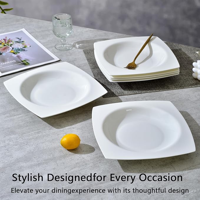 Dinnerware Set for 6 Plates and Bowls Set Includes 9.25 Inch Dinner Plates &amp Salad Plates Microwave &amp Dishwasher Safe Oven Safe White Dish Set for Kitchen Dishware for Daily Use