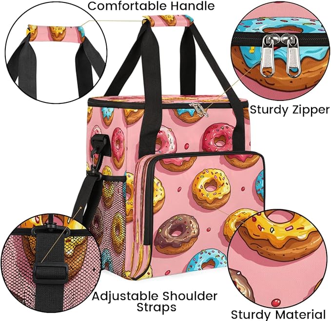 Sweet Chocolate Donuts Coffee Maker Carrying Bag for Keurig K-Mini or K-Mini Plus Storage Portable Coffee Maker Travel Bag