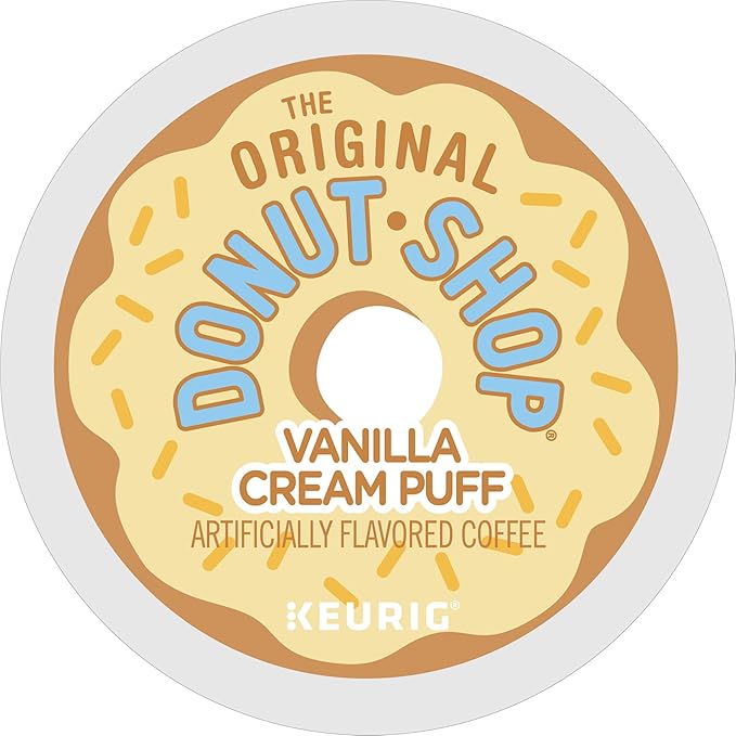 The Original Donut Shop Vanilla Cream Puff Coffee Keurig Single Serve K-Cup Pods Medium Roast Coffee 60 Count (6 Packs of 10)