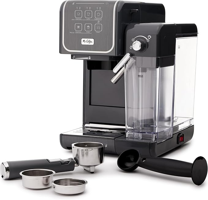 Mr. Coffee One-Touch CoffeeHouse+ Espresso Cappuccino and Latte Maker Home Coffee Machine with 19-Bar Italian Pump and Milk Frother Ideal for Latte Espresso and Coffee Lovers