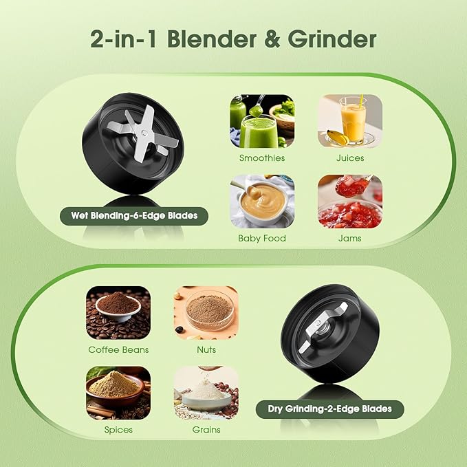 Countertop Blenders for Kitchen 25000RPM Personal Blender for Shakes and Smoothies with 37oz 32oz 23oz Portable Cups Smoothie Blender for Ice Crushing Frozen Drinks Milkshake Juice Nuts