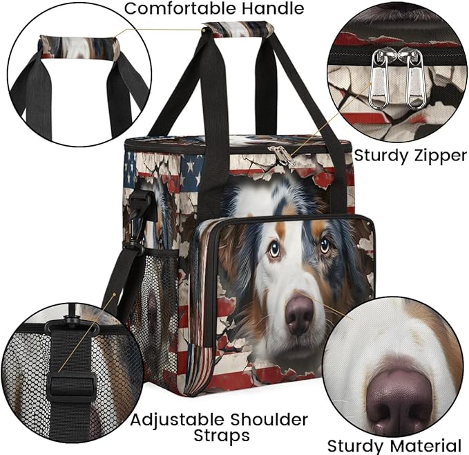 Patriotic Dog Coffee Maker Travel Bag for K-Mini or K-Mini Plus Single Serve Coffee Brewer Portable Storage Tote Case for Tarvel
