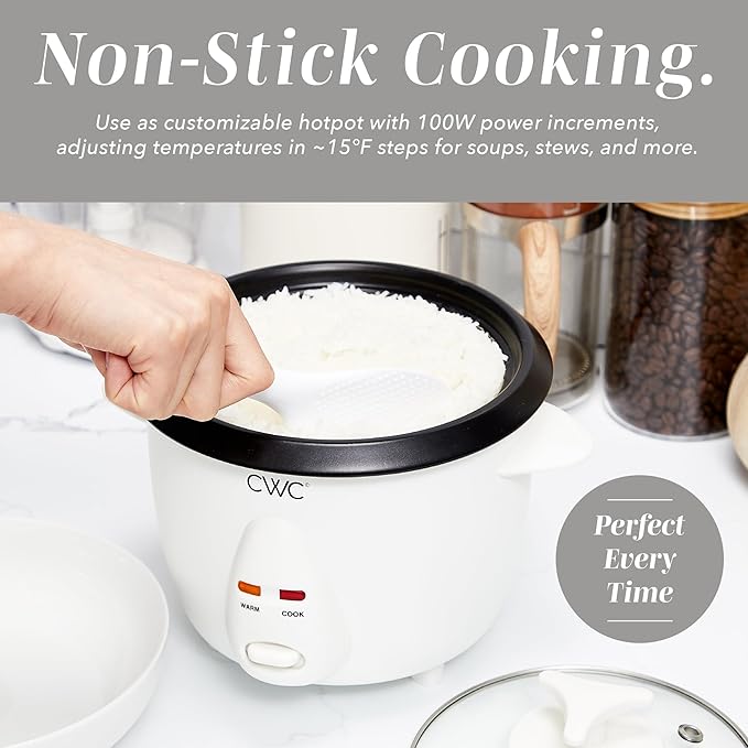 COOK WITH COLOR 6 Cup Rice Cooker 300W - Effortless Cooking and Perfectly Cooks 3 Cups of Raw Rice for 6 Cups of Cooked Rice Cream