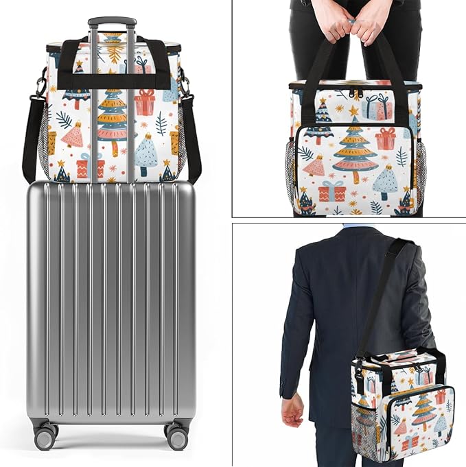 Oil Painting Tree Coffee Maker Carrying Bag Christmas Gift Travel Storage Bag Compatible with K-Mini or K-Mini Plus Single Serve Coffee Brewer Carrying Case with Multiple Pockets &amp Shoulder Stra