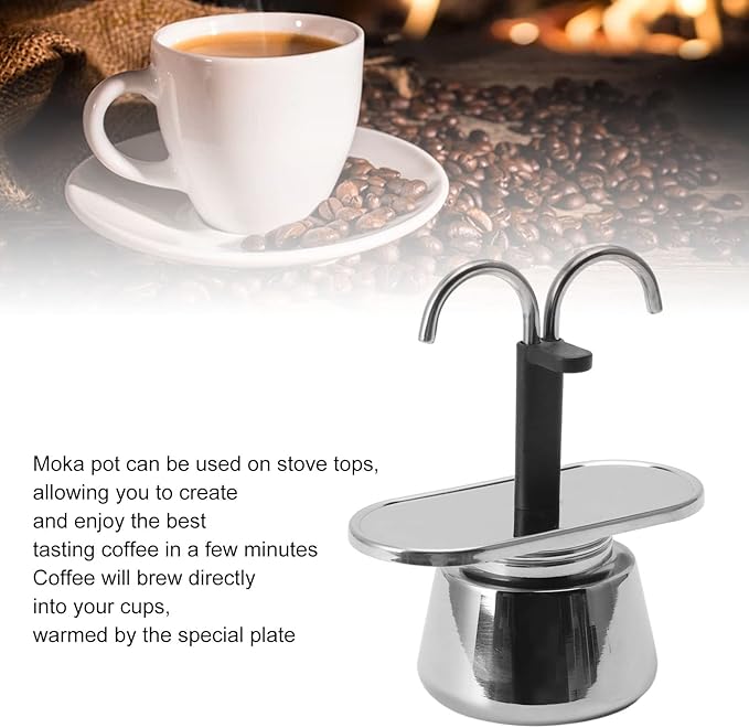 GOWENIC 2 Cup Stovetop Espresso Maker Pot Classic Italian Coffee Maker Espresso Maker Stovetop 100ML Double Stainless Steel DIY Conduit Coffee Pot