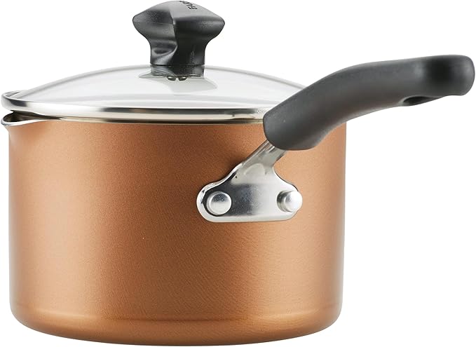 Farberware Cookstart DiamondMax Nonstick Cookware/Pots and Pans Set Dishwasher Safe Includes Baking Pan and Cooking Tools 15 Piece - Copper
