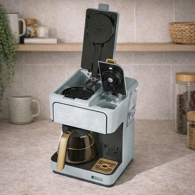 Multi Brew Coffee Maker with Single Serve and Carafe Brewing Options for Countertop Home Use (Hydrangea)