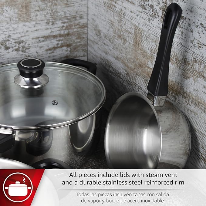Magefesa Royal 6-Piece Stainless Steel Cookware Set Includes Stockpots Deep Sauté Pa and Saucepan Compatible with All Types of Stovetops Easy Cleaning Dishwasher Safe