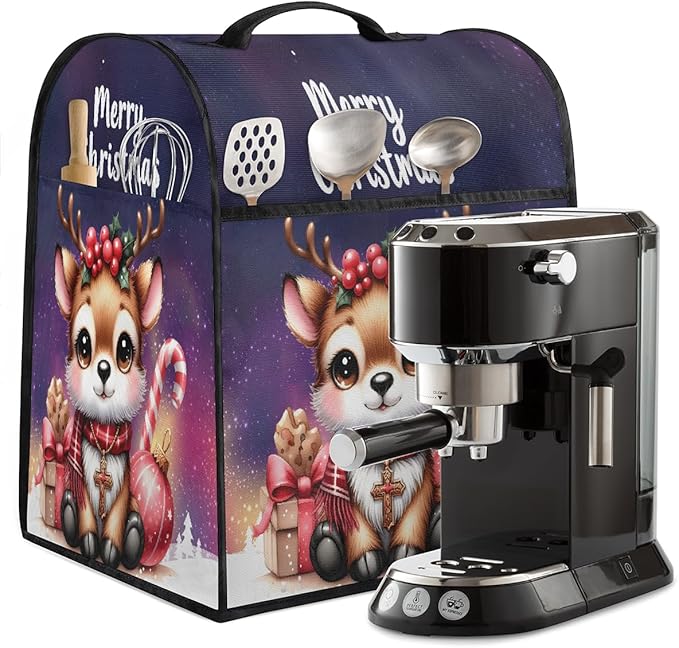 cfpolar Kitchen Aid Mixer Cover Compatible with 6-8 Quarts Christmas Deer Holly Elk Stand Mixer Cover Kitchen Aid Mixers Accessories Appliance Organizer Bag Dust Covers with Zipper Pocket