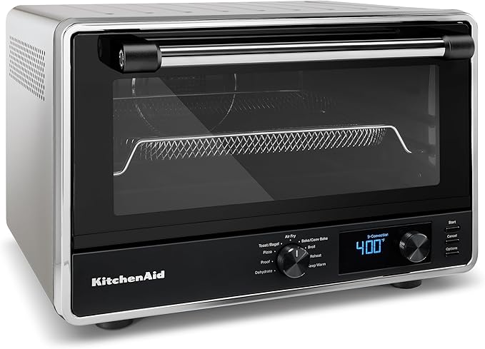KitchenAid Digital Countertop Oven with Air Fry &amp Pizza Stone KCO128CU Contour Silver