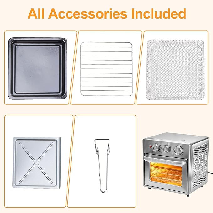 NEWBULIG 17QT Air Fryer Toaster Oven Combo 8-in-1 Multi-Function Air Fryer Large Capacity Countertop Convection Oven 450°F Fast Cooking 60 Min Precision Timer for Healthy Delicious Meals