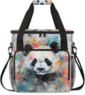 Panda Coffee Maker Carrying Bag Oil Painting Floral Travel Storage Bag Compatible with K-Mini or K-Mini Plus Single Serve Coffee Brewer Carrying Case with Multiple Pockets &amp Shoulder Strap