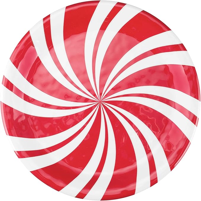 UPware 12 Piece Peppermint Melamine Dinnerware Sets Outdoor Dishes Set Plates and Bowls Sets Christmas Decorations Service for 4 Red