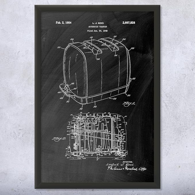 Radiant Control Toaster Patent Framed Print (18x24) Kitchen Art Cooking Gift Toaster Blueprint Restaurant Decor Culinary Gift