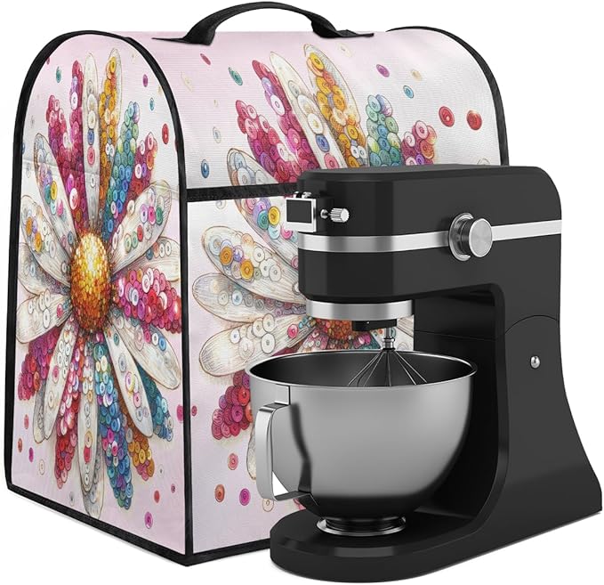 cfpolar Kitchen Aid Mixer Cover Compatible with 6-8 Quarts Flower Color Floral Stand Mixer Cover Kitchen Aid Mixers Accessories Appliance Organizer Bag Dust Covers with Zipper Pocket