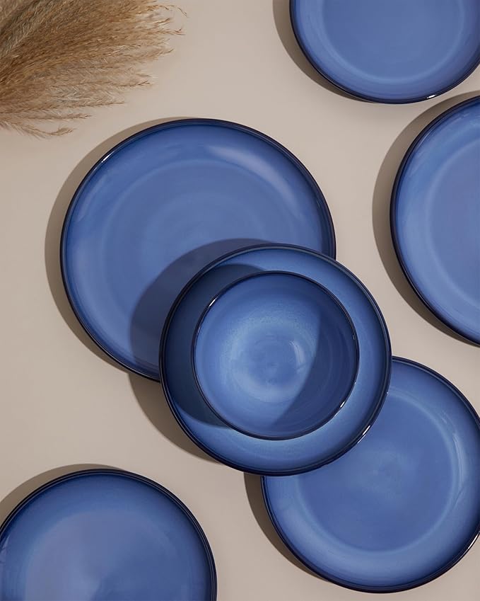 16 Pieces Dinnerware Sets with Coffee Cups with Saucers Light Blue