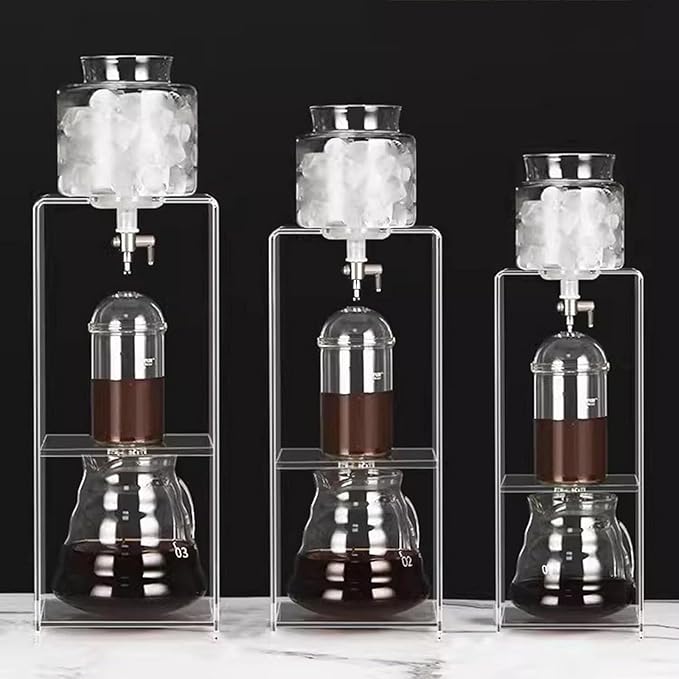 Cold Brew Drip Tower Ice Drip Coffee Maker with Adjustable Flow Stainless Steel Filter and Acrylic Base V-shaped Pot Mouth Perfect for Home Brewing