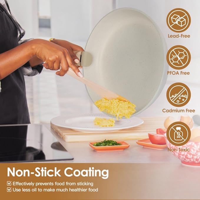 9 Piece Non-Stick Cookware Set Kitchen Pots and Pans Set with Removable Handles Tempered Glass Lids Dishwasher Oven Safe Aluminum Alloy Kitchen Cookware Set.