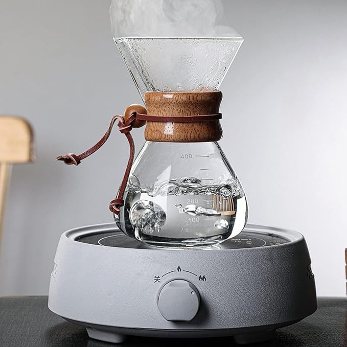 Coffee BrewerPour Over Coffee Maker 400ml Double Filter Wooden Sleeve Coffee Brewer Filter Suitable for Home Cafe Parties