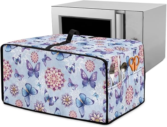 Butterfly Toaster Oven Cover Wide Slot Boho Mandala Print Toaster Oven Air Fryer Cover Dustproof Universal Fit Most Standard Toasters Blue