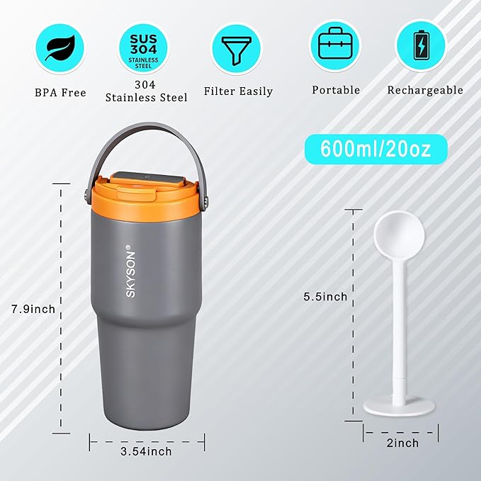 Portable Coffee Maker Mug for TravelMini Espresso Coffee Machine20 oz Thermos Cup with Lid Fast Extraction Electric Filter BrewerInsulated Stainless Steel Tumbler(Green)