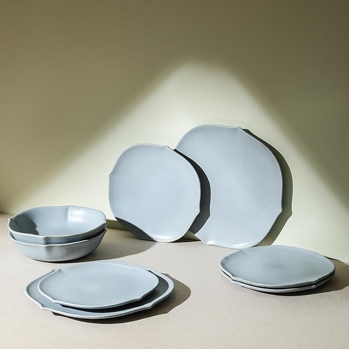 Stone Lain Baskerville 24-Piece Dinnerware Set Stoneware Light Blue