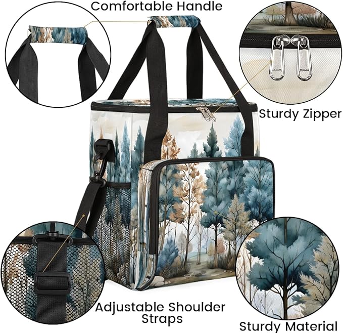 Rustic Tree Coffee Maker Carrying Bag Compatible with K-Mini or K-Mini Plus Portable Single Cup Coffee Maker Case with Pockets for K Cup Pods