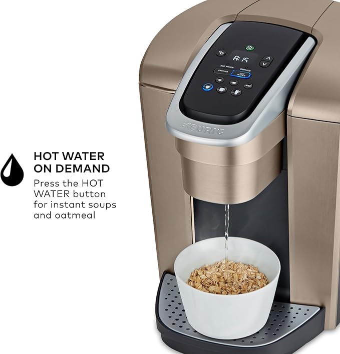 Keurig K-Elite Single Serve K-Cup Pod Coffee Maker with Strength and Temperature Control Iced Coffee Capability 8 to 12oz Brew Size Programmable Brushed Gold