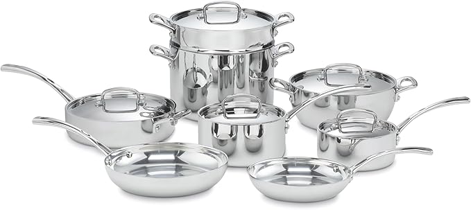 Cuisinart FCT-13 13-Piece Cookware Set French Classic Tri-Ply Silver