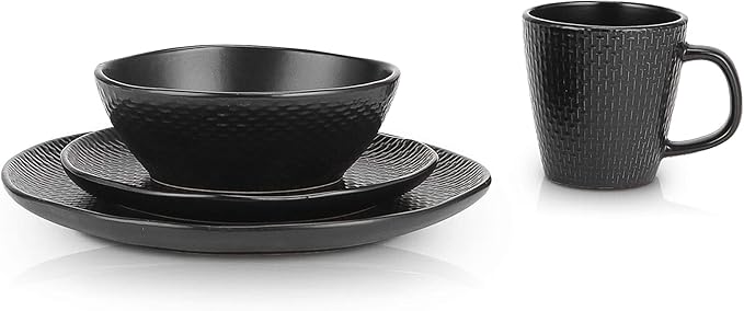 Stone Lain Abigail 16-Piece Dinnerware Set Stoneware Black